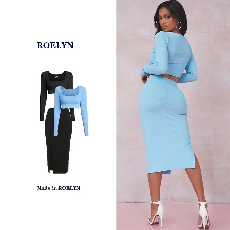 European and American style girl fashion short long sleeved top high waisted split wrap hip skirt two-piece spicy girl set
European and American style girl fashion short long sleeved top high waisted split wrap hip skirt two-piece spicy girl set