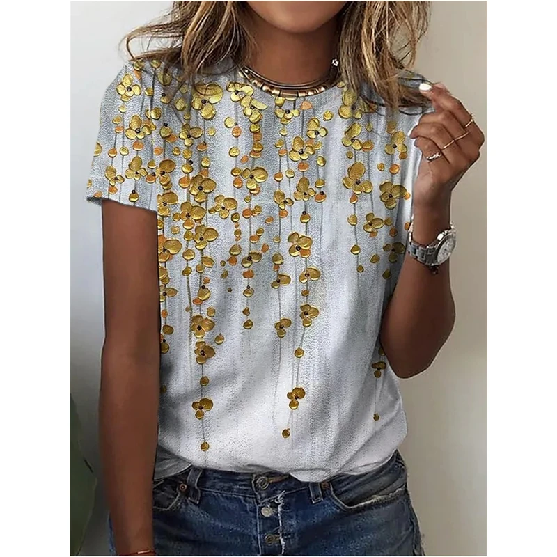 NOVEDAD DE VERANO 2022, camiseta de manga corta con estampado Floral 3D para mujer, camiseta básica con cuello redondo y estampa
NOVEDAD DE VERANO 2022, camiseta de manga corta con estampado Floral 3D para mujer, camiseta básica con cuello redondo y estampa
