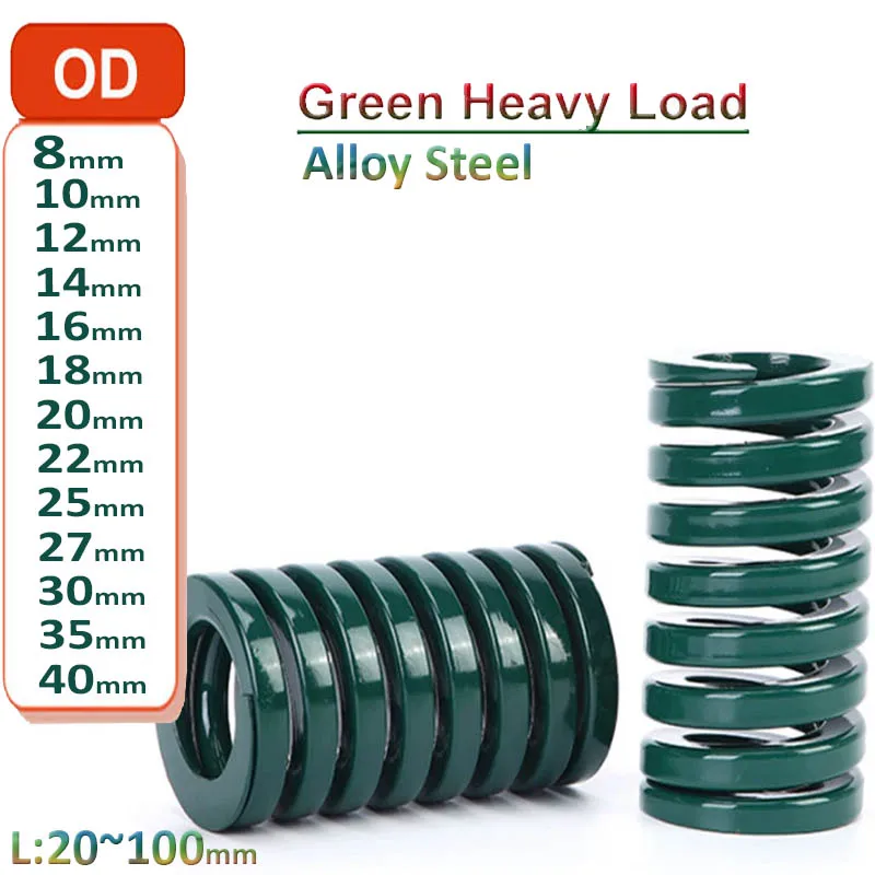 Green Die Mold Spring Compression Springs Heavy Load Alloy Steel OD 8 10 12 14 16 18 20 22 25 27 30 35 40mm Length 20mm-100mm
Green Die Mold Spring Compression Springs Heavy Load Alloy Steel OD 8 10 12 14 16 18 20 22 25 27 30 35 40mm Length 20mm-100mm