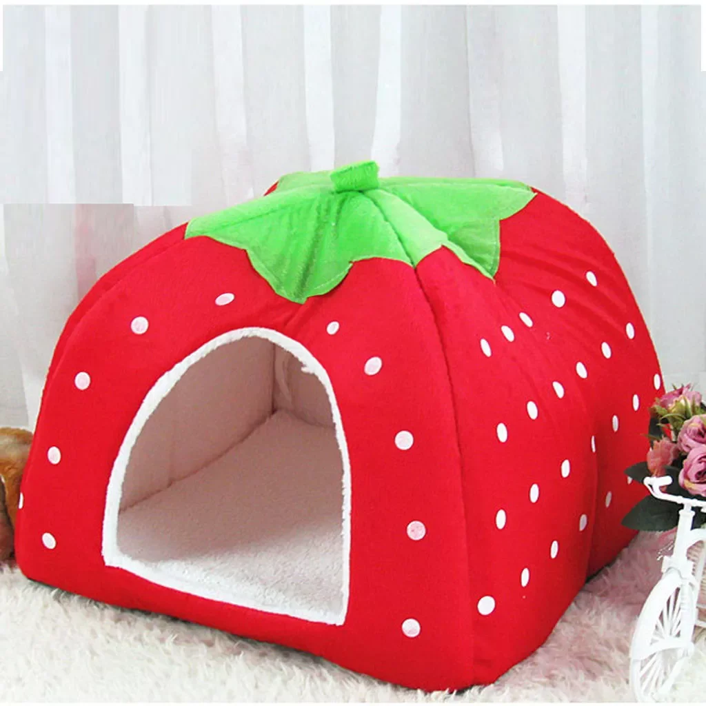 

2023New Soft Small Animal House Nest Guinea Pig Hamster Winter Warm Squirrel Rabbit Chinchilla Rat Strawberry Bed Pet Supplies