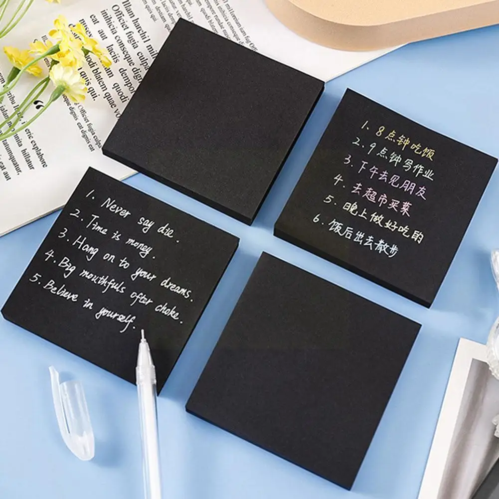 50sheets Black Super Sticky Notes Self-adhesive Sticky Note Pads For Office School Supplies Memo Notes Reminder A0u4 
50sheets Black Super Sticky Notes Self-adhesive Sticky Note Pads For Office School Supplies Memo Notes Reminder A0u4