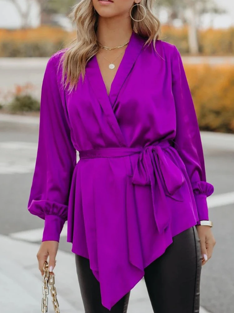 2022 Spring Fashion Lace-Up V-Neck Shirts Women New Popular Elegant Satin Wrap Tops Office Lady Casual Solid Slim Belted Blouses
2022 Spring Fashion Lace-Up V-Neck Shirts Women New Popular Elegant Satin Wrap Tops Office Lady Casual Solid Slim Belted Blouses
