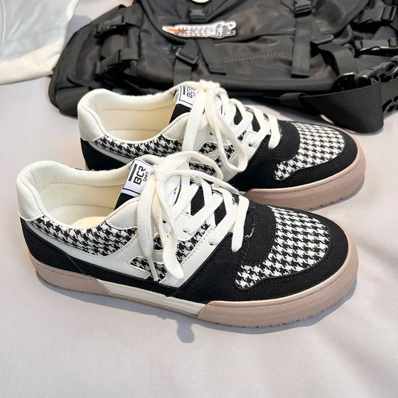 

Thousand birds check colorful canvas shoes summer new students board shoes with niche casual men's shoes