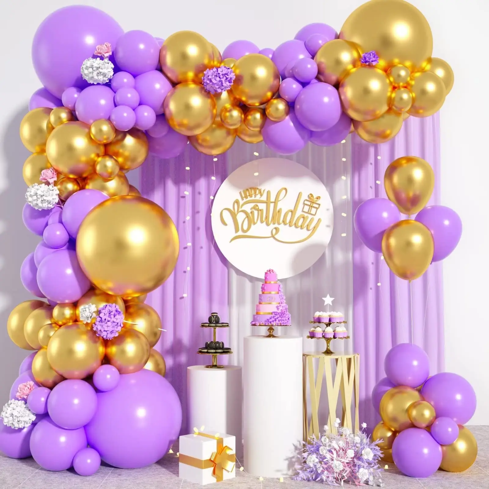 103Pcs Metallic Gold Purple Latex Balloon Garland Arch Kit for Wedding Anniversary Birthday Graduation Bridal Party Decoration
103Pcs Metallic Gold Purple Latex Balloon Garland Arch Kit for Wedding Anniversary Birthday Graduation Bridal Party Decoration
