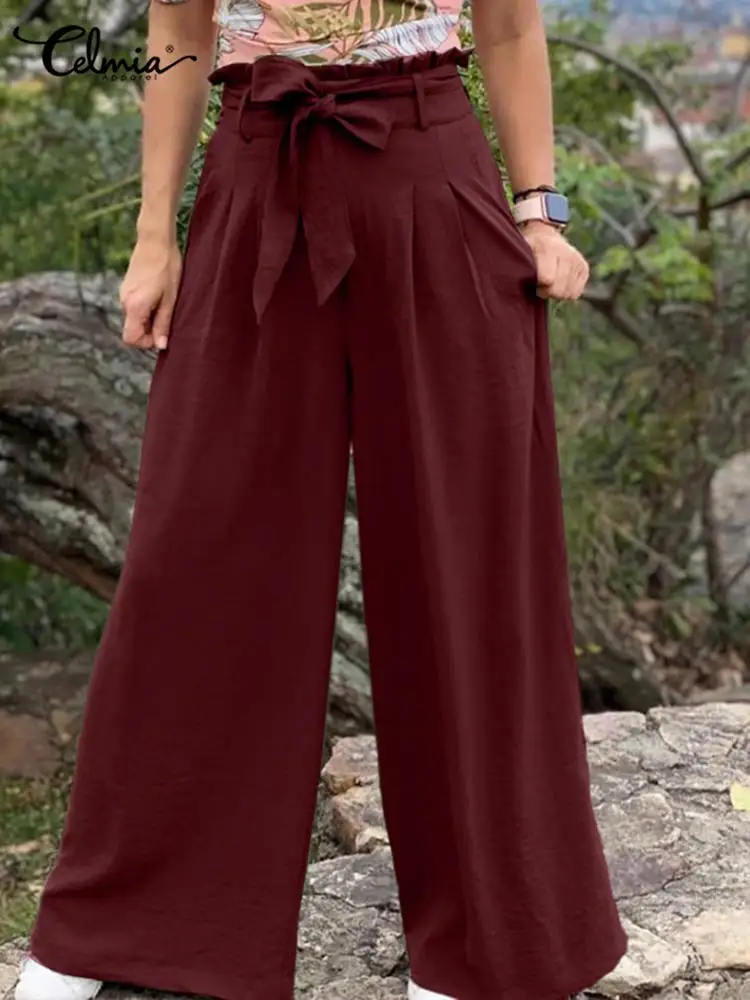 Celmia Casual Loose Pockets Pants Women Wide Leg Zipper Long Pants Summer Fashion Bandage Pressed Pleats Lightweight Trousers
Celmia Casual Loose Pockets Pants Women Wide Leg Zipper Long Pants Summer Fashion Bandage Pressed Pleats Lightweight Trousers