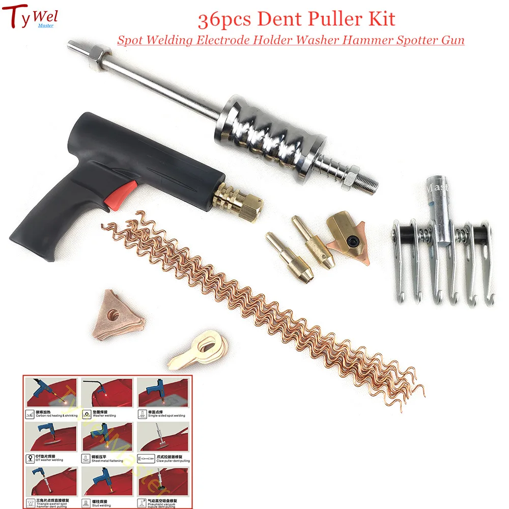 36pcs Dent Puller Kit Spot Welding Electrode Holder Washer Hammer Spotter Gun Car Body Repair Tools
36pcs Dent Puller Kit Spot Welding Electrode Holder Washer Hammer Spotter Gun Car Body Repair Tools