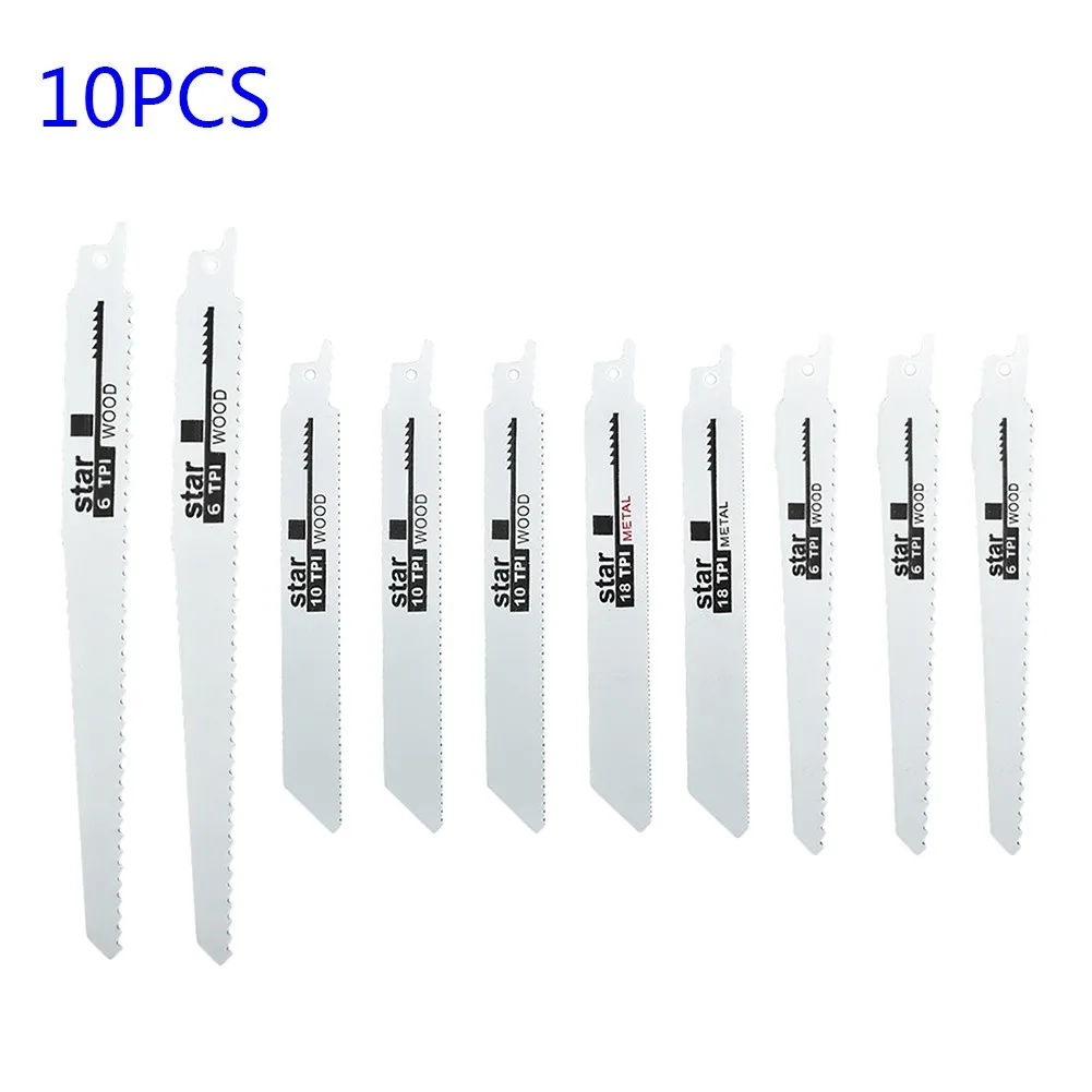 10Pcs Reciprocating Saw Blade Bi-Metal High Strength Woodworking Metal Cut Blade Full Length 148-195mm
10Pcs Reciprocating Saw Blade Bi-Metal High Strength Woodworking Metal Cut Blade Full Length 148-195mm