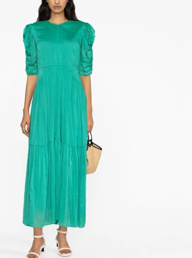 Women Midi Robes Back Hollow Out Pleated Lace-up Half Sleeve O-neck Solid Color High Waist Dress
Women Midi Robes Back Hollow Out Pleated Lace-up Half Sleeve O-neck Solid Color High Waist Dress
