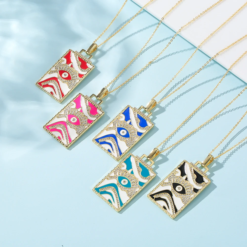 Stripe personality retro square brand evil eye devil Eye Pendant Necklace hip hop high quality men's and women's jewelry
Stripe personality retro square brand evil eye devil Eye Pendant Necklace hip hop high quality men's and women's jewelry