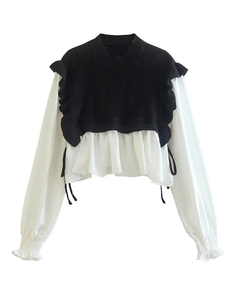 Women 2022 Autumn New Fashion Patchwork Knitted Sweater Vintage O Neck Long Sleeve Female Pullovers Chic Tops
Women 2022 Autumn New Fashion Patchwork Knitted Sweater Vintage O Neck Long Sleeve Female Pullovers Chic Tops