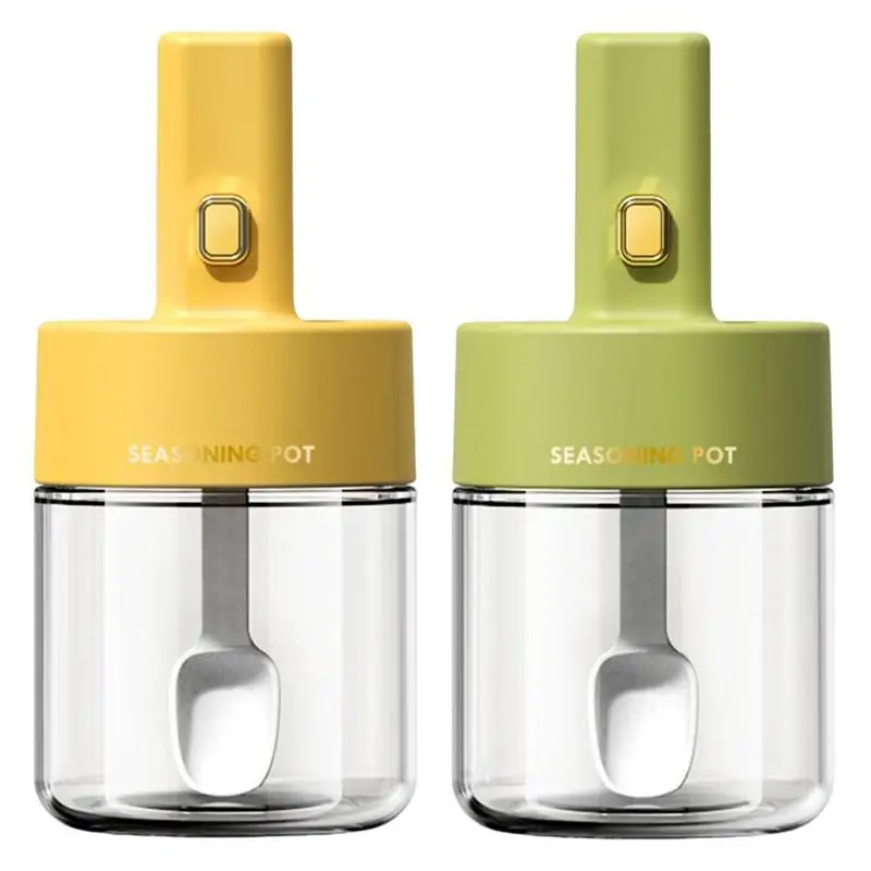 

Retractable Seasoning Jar With Airtight Spoon Lid Seasoning Container Spice Jar Condiment Bottle Spice Organizer For Salt Sugar