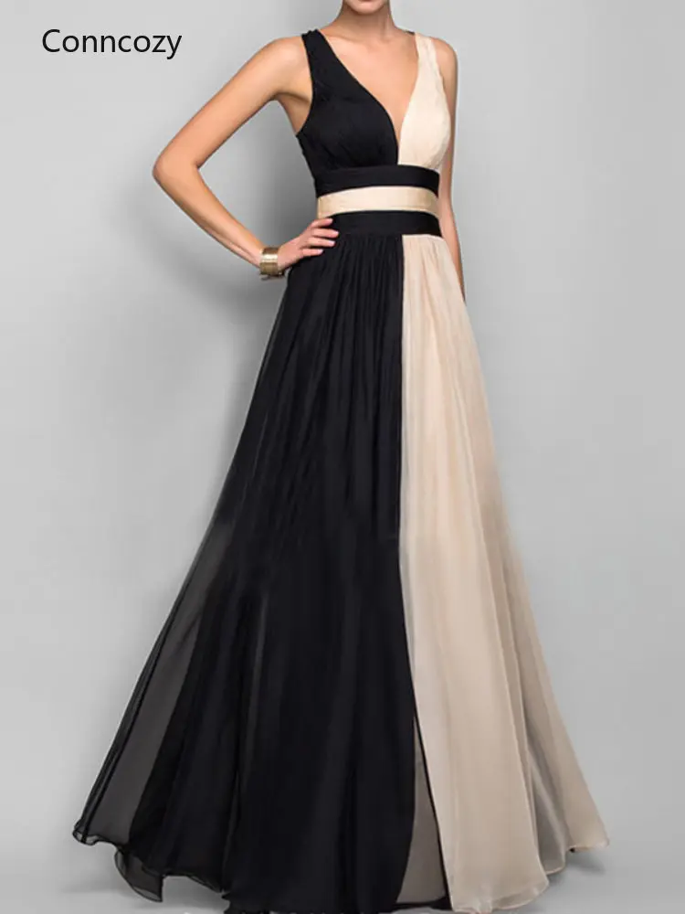 Sexy Deep V Neck Sleeveless Maxi Dress Summer Backless Fashion Elegant Patchwork Dresses Temperament Off Shoulder Women Clothes
Sexy Deep V Neck Sleeveless Maxi Dress Summer Backless Fashion Elegant Patchwork Dresses Temperament Off Shoulder Women Clothes