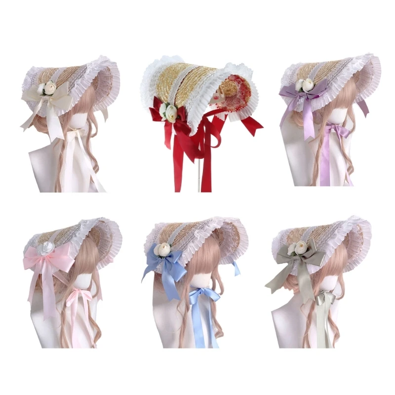 2023 New Elegant Flat Top Straw Hat with Chin Strap Ribbon Flower Hat Sweet Ruffle Lace Headwear Tea Party Headpiece
2023 New Elegant Flat Top Straw Hat with Chin Strap Ribbon Flower Hat Sweet Ruffle Lace Headwear Tea Party Headpiece
