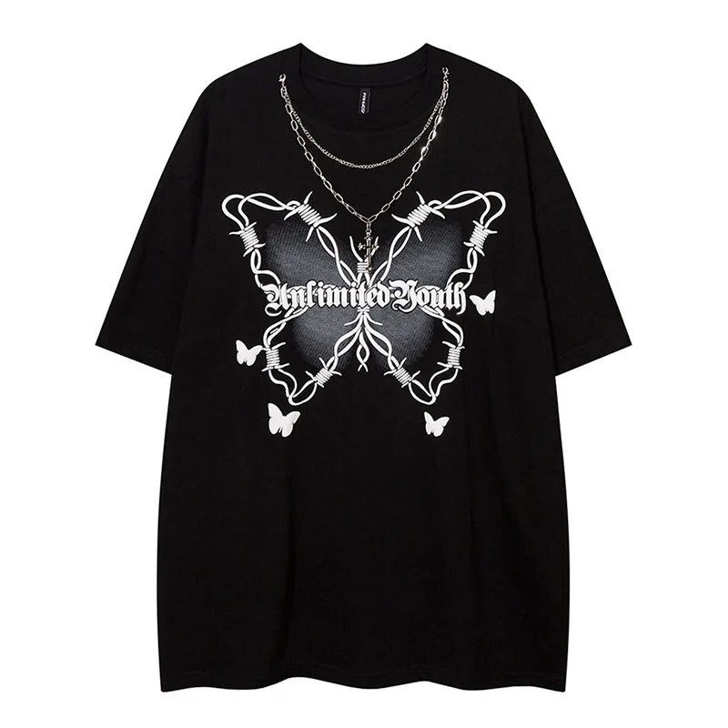 Oversized Hip Hop Neck Chains Summer T-shirt Harakuju Printed Short Sleeves Top Tees For Male
Oversized Hip Hop Neck Chains Summer T-shirt Harakuju Printed Short Sleeves Top Tees For Male
