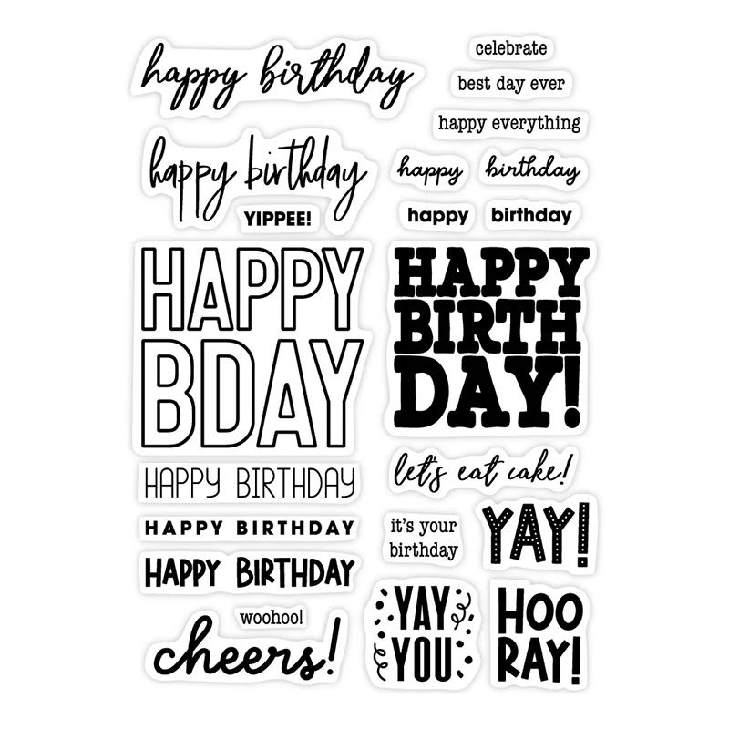 

Happy Birthday Clear Stamps Sentiments Transparent Silicone Stamp for DIY Scrapbooking Cards Traveler's Notebooks Journals X27
