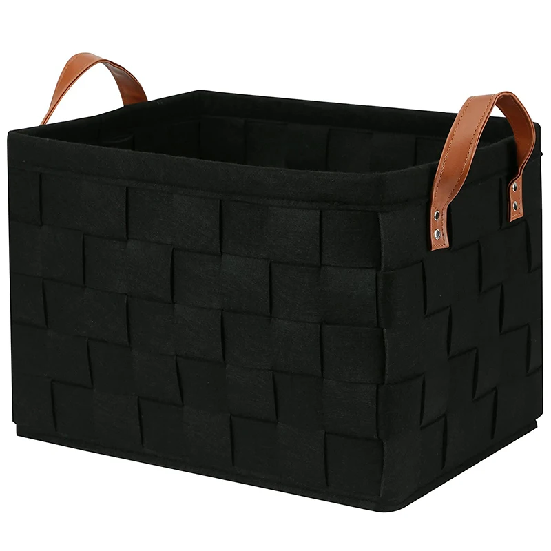 Collapsible Storage Basket Bins,Foldable Handmade Rectangular Felt Fabric Storage Box Cubes Containers Black
Collapsible Storage Basket Bins,Foldable Handmade Rectangular Felt Fabric Storage Box Cubes Containers Black