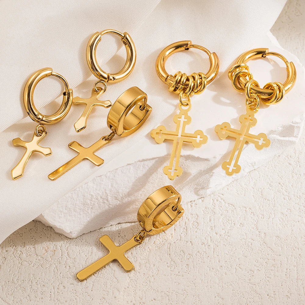 New Gold Color Stainless Steel Cross Earrings For Women Hip Hop Punk Street Trend Statement Earrings Jewelry Gift
New Gold Color Stainless Steel Cross Earrings For Women Hip Hop Punk Street Trend Statement Earrings Jewelry Gift