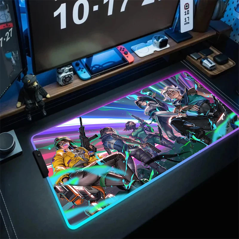 RGB коврик для мыши Valorant светящийся толстый XXL 800x300 HD индивидуальный Настольный