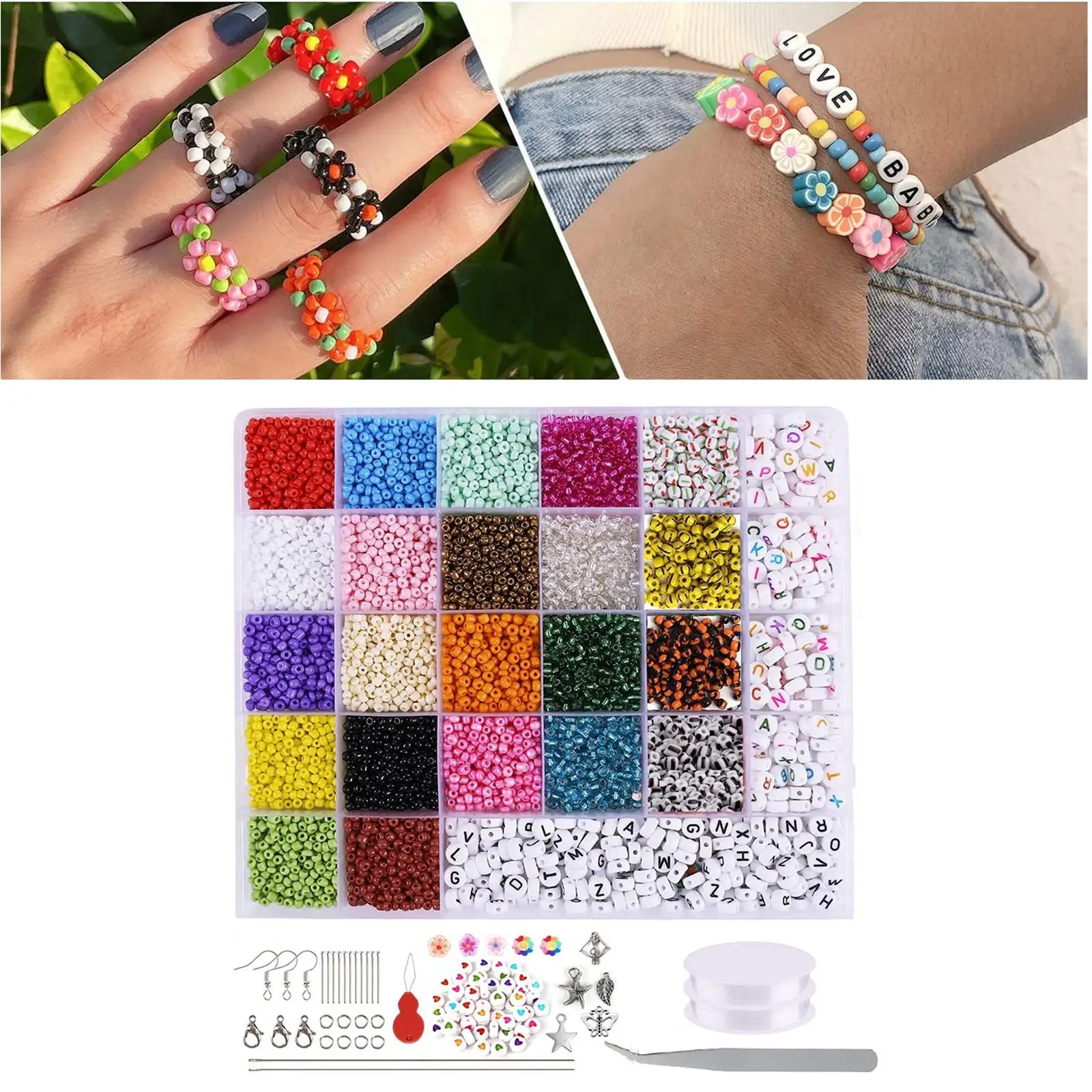 8061x Beads for Jewelry Making Kit Letter Bead Mixed Colors with Elastic String Cord with Pendant Small Beads Set for Earring
8061x Beads for Jewelry Making Kit Letter Bead Mixed Colors with Elastic String Cord with Pendant Small Beads Set for Earring