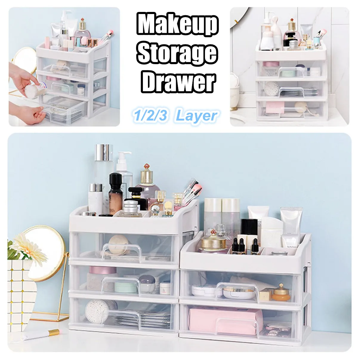 Plastic Cosmetic Drawer Box Rack Makeup Brush Organizer Storage Desktop Jewelry Nail Polish Lipstick Holder Office Storage Box 
Plastic Cosmetic Drawer Box Rack Makeup Brush Organizer Storage Desktop Jewelry Nail Polish Lipstick Holder Office Storage Box
