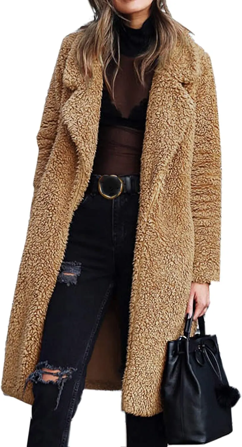 2022 Women's Fuzzy Fleece Lapel Open Front Long Cardigan Coat Faux Fur Warm Winter Outwear Jackets
2022 Women's Fuzzy Fleece Lapel Open Front Long Cardigan Coat Faux Fur Warm Winter Outwear Jackets