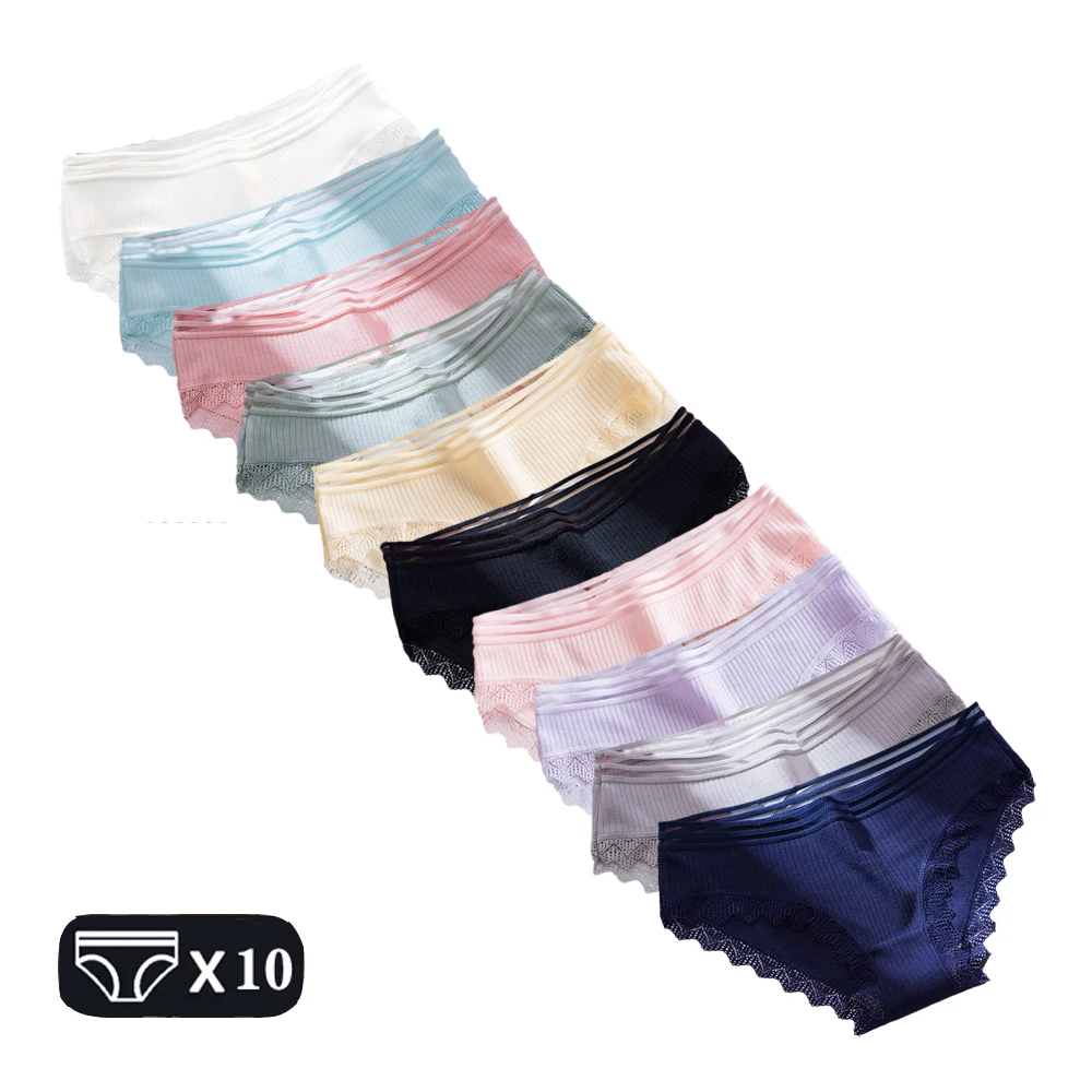 10pc Lace Panties Sexy Lingerie Cotton Underwear Women Girls Briefs Underpants Mid-Rise Pantys Threaded Pants Intimates
10pc Lace Panties Sexy Lingerie Cotton Underwear Women Girls Briefs Underpants Mid-Rise Pantys Threaded Pants Intimates