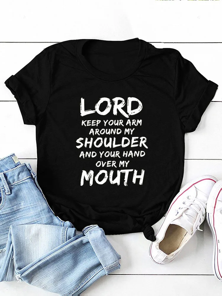 LORD KEEP YOUR ARM Print Women T Shirt Short Sleeve O Neck Loose Women Tshirt Ladies Tee Shirt Tops Clothes Camisetas Mujer
LORD KEEP YOUR ARM Print Women T Shirt Short Sleeve O Neck Loose Women Tshirt Ladies Tee Shirt Tops Clothes Camisetas Mujer