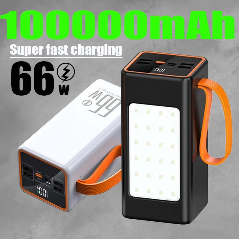 Power Bank 100000mAh High Capacity 66W Fast Charger Powerbank for IPhone Laptop Batterie Externe LED Camping Light Flashlight
Power Bank 100000mAh High Capacity 66W Fast Charger Powerbank for IPhone Laptop Batterie Externe LED Camping Light Flashlight