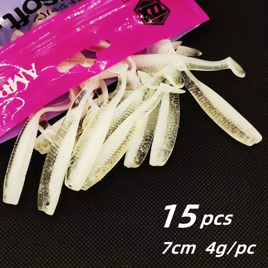 

15PCS 7cm/4g Soft Lures Silicone Bait Crank Hook Fishing Artificial Wobbler Fishing Lures Saltwater Metal Jig Worm Baits Set