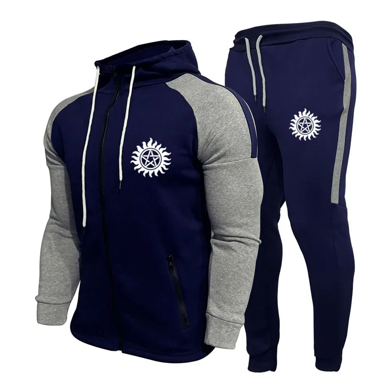 Windproof men's zipper hoodie set Winchester logo print 2022 Fashion loose colorblock Tracksuit set jacket+pants 2-piece
Windproof men's zipper hoodie set Winchester logo print 2022 Fashion loose colorblock Tracksuit set jacket+pants 2-piece