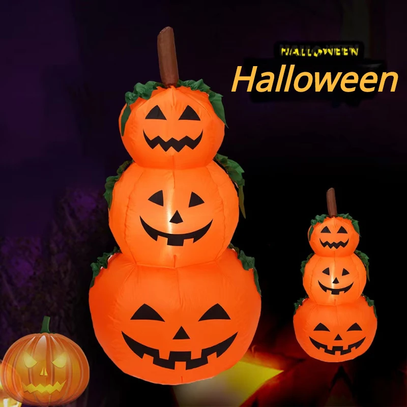 

Halloween Inflatable Decor Lights Outdoor Pumpkin LED 120cm PVC Inflated Toys with Lamps Halloween Party Horror House Yard Props