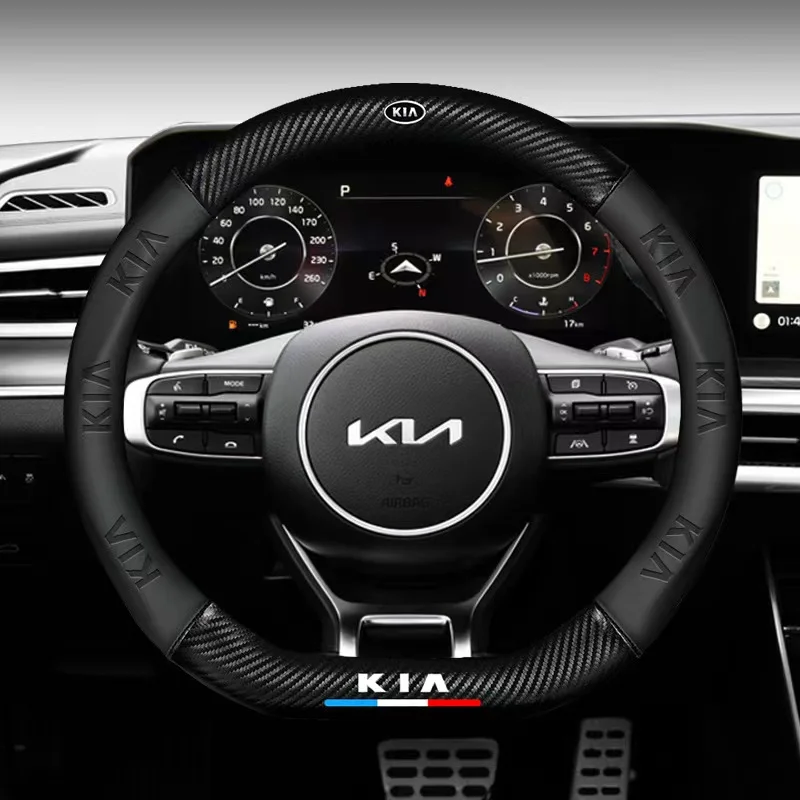 

Car Carbon Fiber Steering Wheel Cover For KIA K2 K3 K4 K5 K9 Sorento Sportage Ceed Soul Rio Seltos Cerato Picanto Forte KX5 KX7