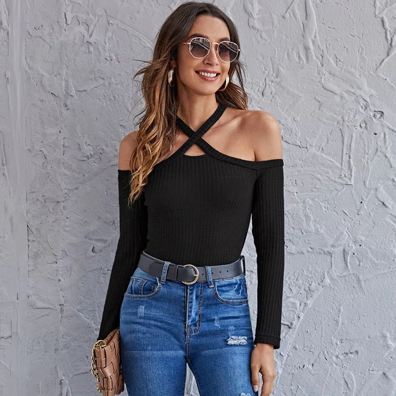 Sexy One Word Collar Knitted T-shirt Girl Off Shoulder Cross Halter Bottoming Women Slim Long Sleeves 2022 Autumn Tight Knit Top
Sexy One Word Collar Knitted T-shirt Girl Off Shoulder Cross Halter Bottoming Women Slim Long Sleeves 2022 Autumn Tight Knit Top