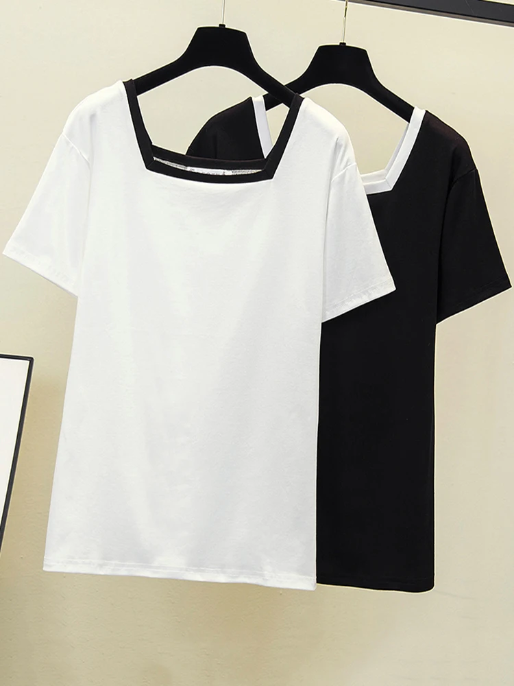 2021 Summer T Shirt Women Casual Womens Tee Shirts U-Neck Tops Half Sleeve Cotton T-shirt Ladies Clothings Black White
2021 Summer T Shirt Women Casual Womens Tee Shirts U-Neck Tops Half Sleeve Cotton T-shirt Ladies Clothings Black White