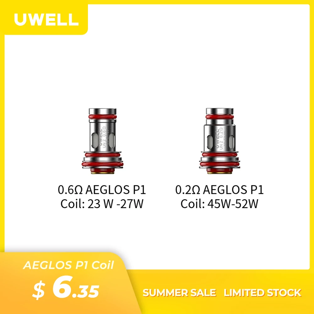 UWELL AEGLOS P1 Vape Coil 0.6/0.2 ohm Replacement Coils Compatible with Aeglos P1 H2 Aeglos Pod Mod Electronic Cigarette
UWELL AEGLOS P1 Vape Coil 0.6/0.2 ohm Replacement Coils Compatible with Aeglos P1 H2 Aeglos Pod Mod Electronic Cigarette
