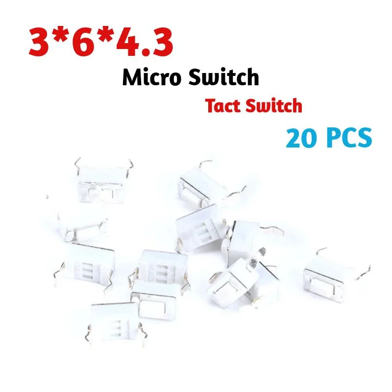 20 PCS Micro 3*6*4.3/ 4.5/ 5/ 8mm LCD Touch Switch 2 Feet Fine Motion 2 Pins Button ON OFF 3X6mm White Color
20 PCS Micro 3*6*4.3/ 4.5/ 5/ 8mm LCD Touch Switch 2 Feet Fine Motion 2 Pins Button ON OFF 3X6mm White Color