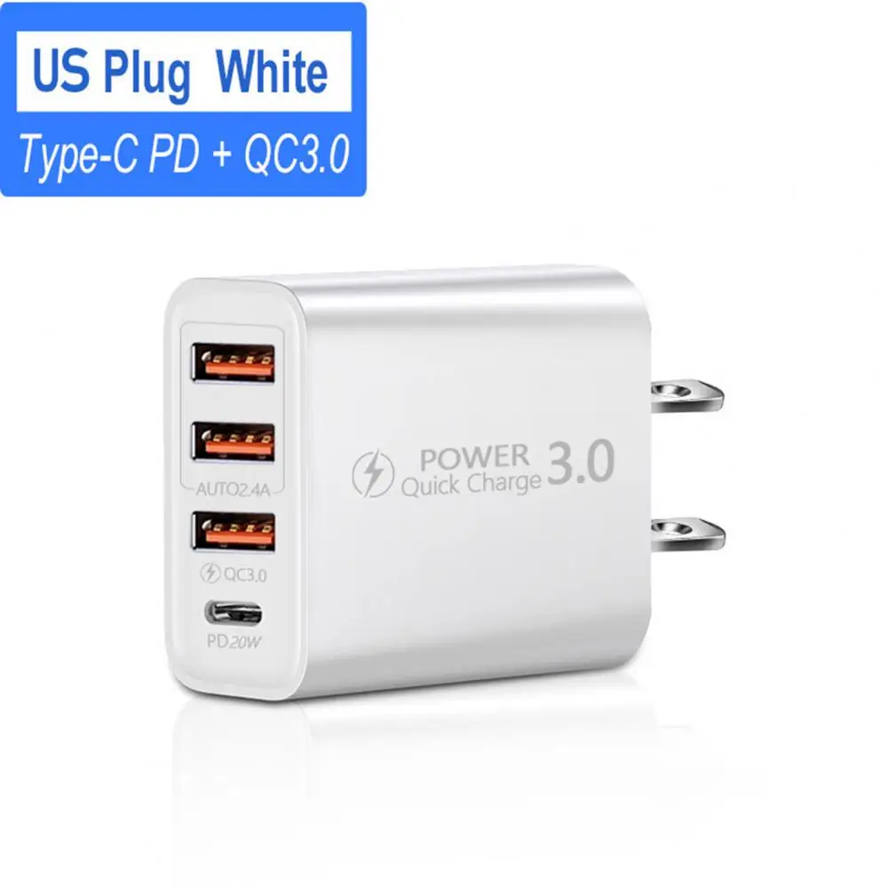 

Charger Port Practical Widely Compatible Portable Travel 3 USB And Type-C Ports Wall Charger Mobile Phone Accessories