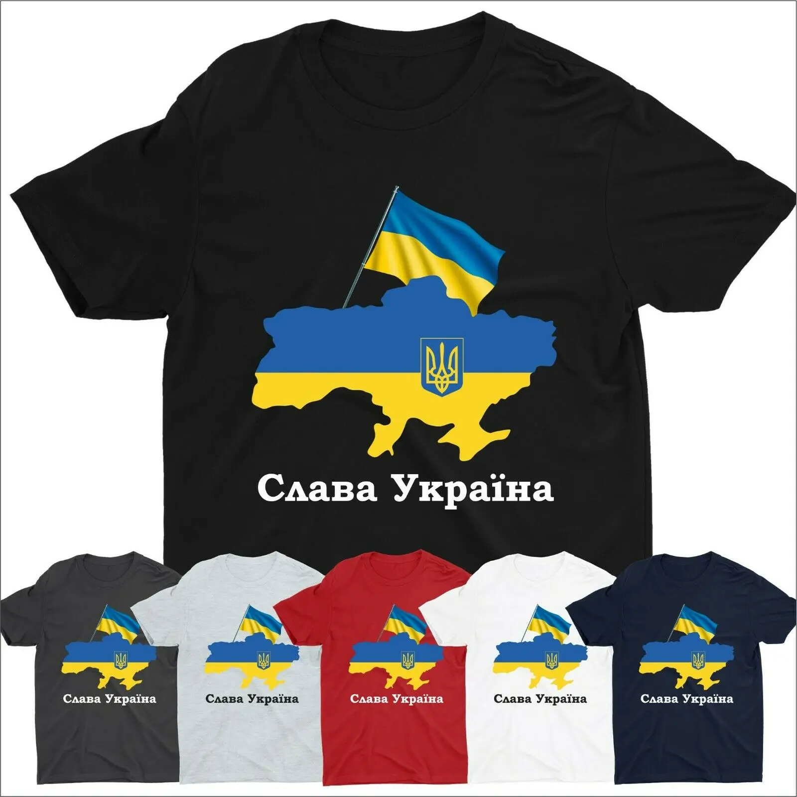 

Slava Ukraine Printed Mens Short Sleeve T-Shirt Summer Casual O-Neck 100% Cotton Tees