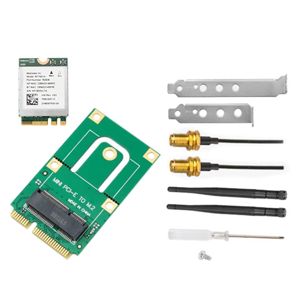 2974Mbps Wifi 6 PCI-E Wireless Network Card with MINI to M.2 Adapter Card Bluetooth 5.0 802.11AX 2.4Ghz/5Ghz MU-MIMO
2974Mbps Wifi 6 PCI-E Wireless Network Card with MINI to M.2 Adapter Card Bluetooth 5.0 802.11AX 2.4Ghz/5Ghz MU-MIMO