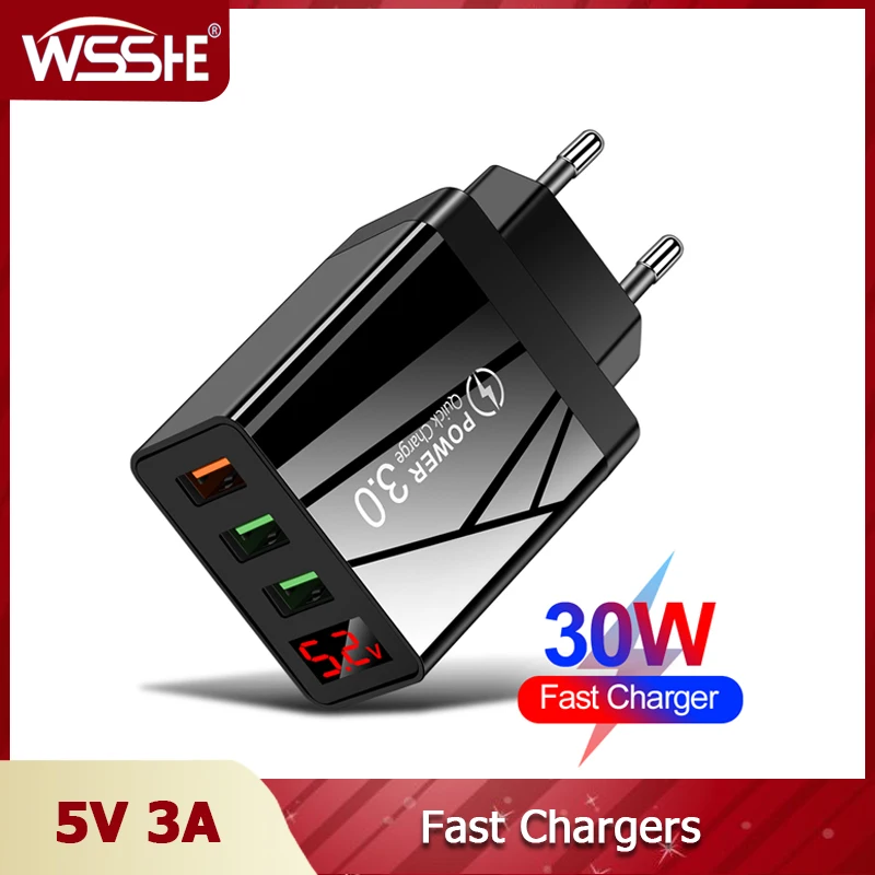 USB Wall Charger 30W 3 Ports with Fast Charge 3.0 Fast Wall Plug Charger, Mini Foldable Plug Adapter for IPhone/iPad/AirPods Pro 
USB Wall Charger 30W 3 Ports with Fast Charge 3.0 Fast Wall Plug Charger, Mini Foldable Plug Adapter for IPhone/iPad/AirPods Pro