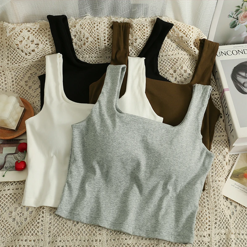 Almighty Casual Tanks Camis For Women Basic Sleeveless Square Collar Croset Crop Tops With Built in Bras Woman Tank Camisoles
Almighty Casual Tanks Camis For Women Basic Sleeveless Square Collar Croset Crop Tops With Built in Bras Woman Tank Camisoles