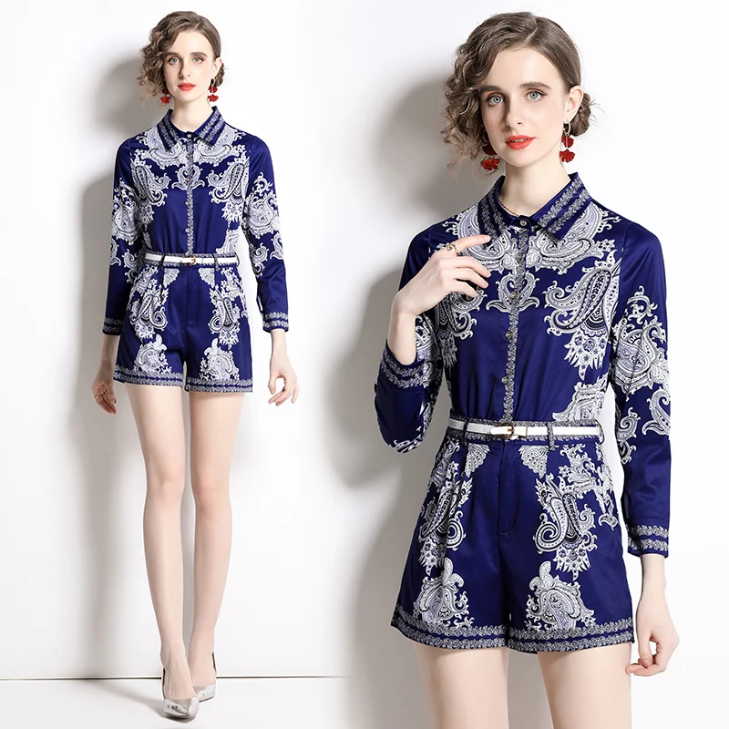 Women's Summer New High-end Temperament Polo Collar Long Sleeve Printed Shirt + High Waist and Wide Leg Pants Two Piece Suit
Women's Summer New High-end Temperament Polo Collar Long Sleeve Printed Shirt + High Waist and Wide Leg Pants Two Piece Suit