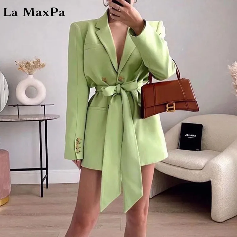 Women Fashion Belt Double Breasted Blazer Office Lady Wear Full Sleeves Elegant Coat Chic Pockets Outwear Tops
Women Fashion Belt Double Breasted Blazer Office Lady Wear Full Sleeves Elegant Coat Chic Pockets Outwear Tops