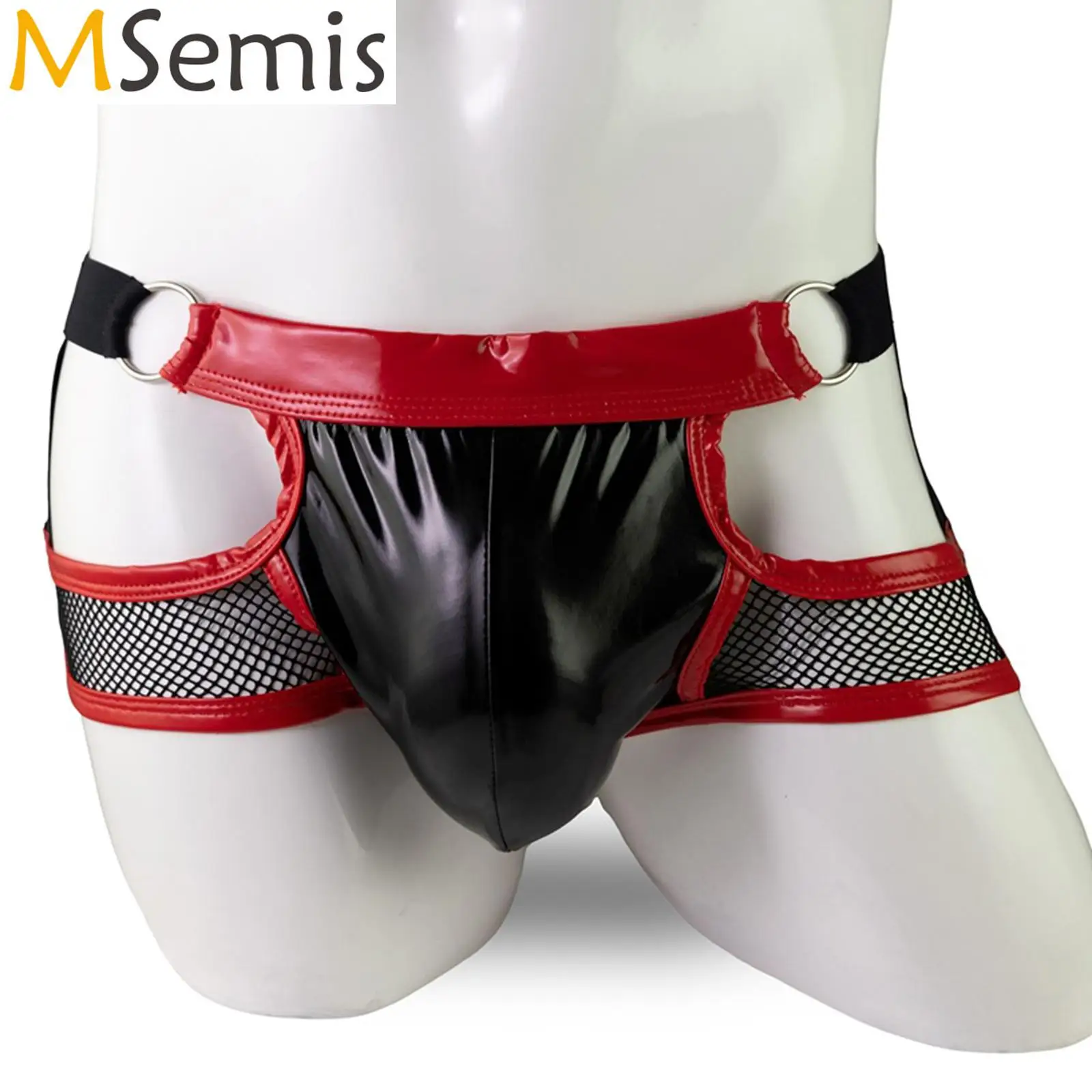 

Open Butt Contour Pouch Cutout Boxer Briefs Underwear Lingerie Mens Hollow Out Mesh Thongs Panties Two Metal O Rings Underpants