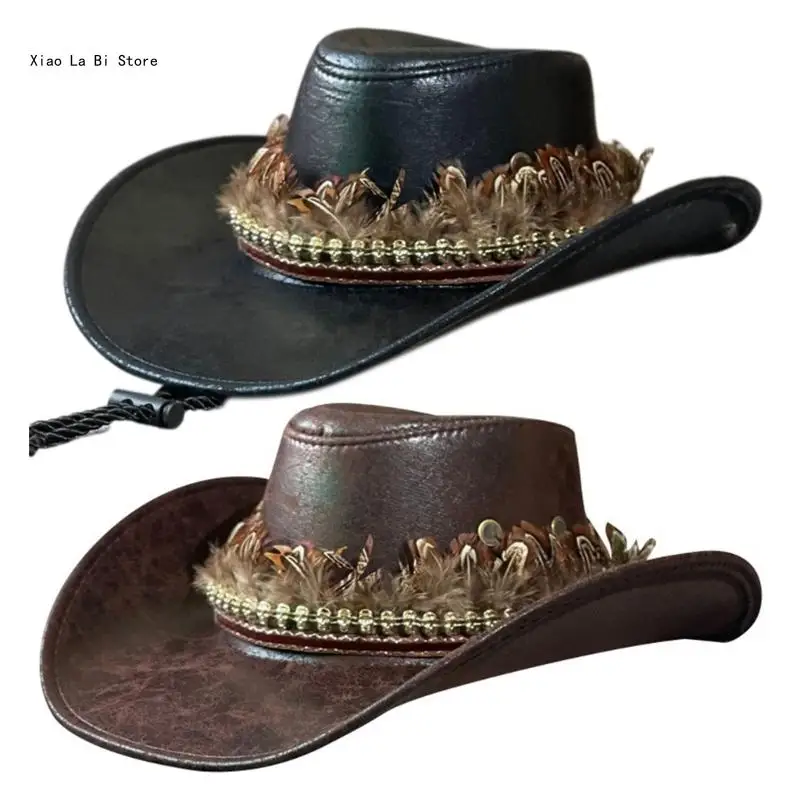 

Portable Cowboy Hat Gentleman Fisherman Hat Gift for Camping Climbing Lovers Gentleman Wide Brim for Dress-up XXFD