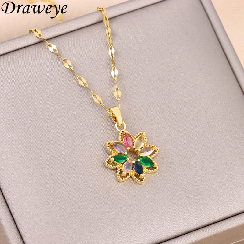 Draweye Colorful Crysatal Flower Jewelry for Women Korean Fashion Sweet Vintage Pendant Necklaces Bohemia Collares Para Mujer
Draweye Colorful Crysatal Flower Jewelry for Women Korean Fashion Sweet Vintage Pendant Necklaces Bohemia Collares Para Mujer