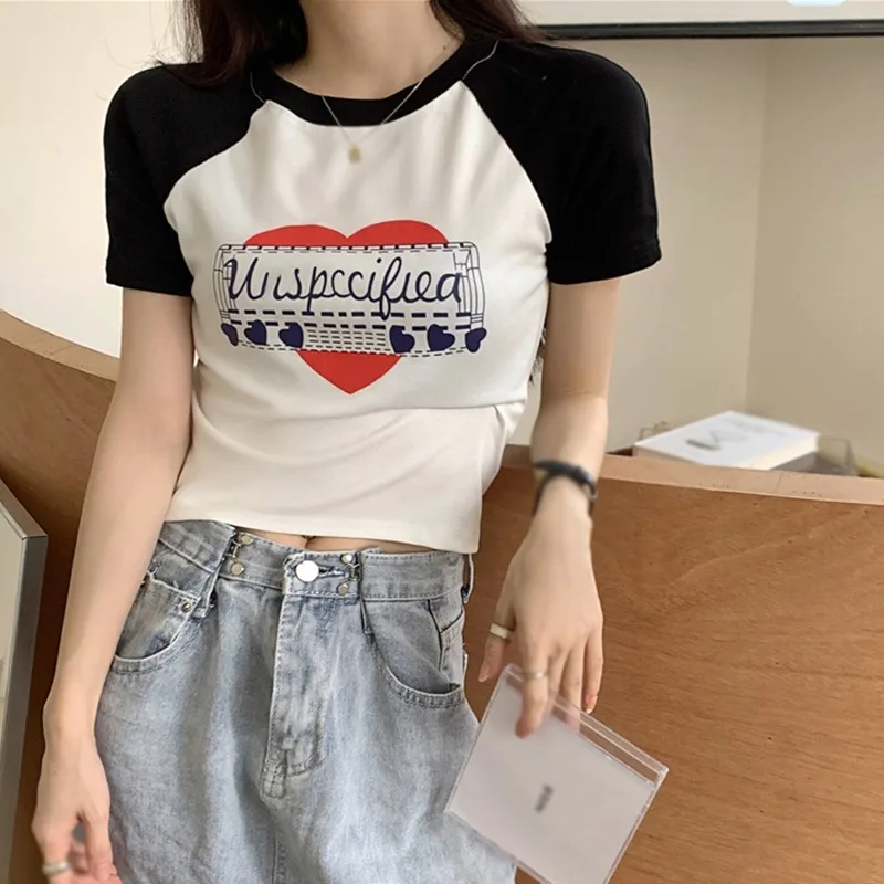 Retro Letter T Shirt Women Summer Slim Students Skinny Printed Short Sleeve T-shirts Harajuku Crop Tops Panelled Clothes Female
Retro Letter T Shirt Women Summer Slim Students Skinny Printed Short Sleeve T-shirts Harajuku Crop Tops Panelled Clothes Female
