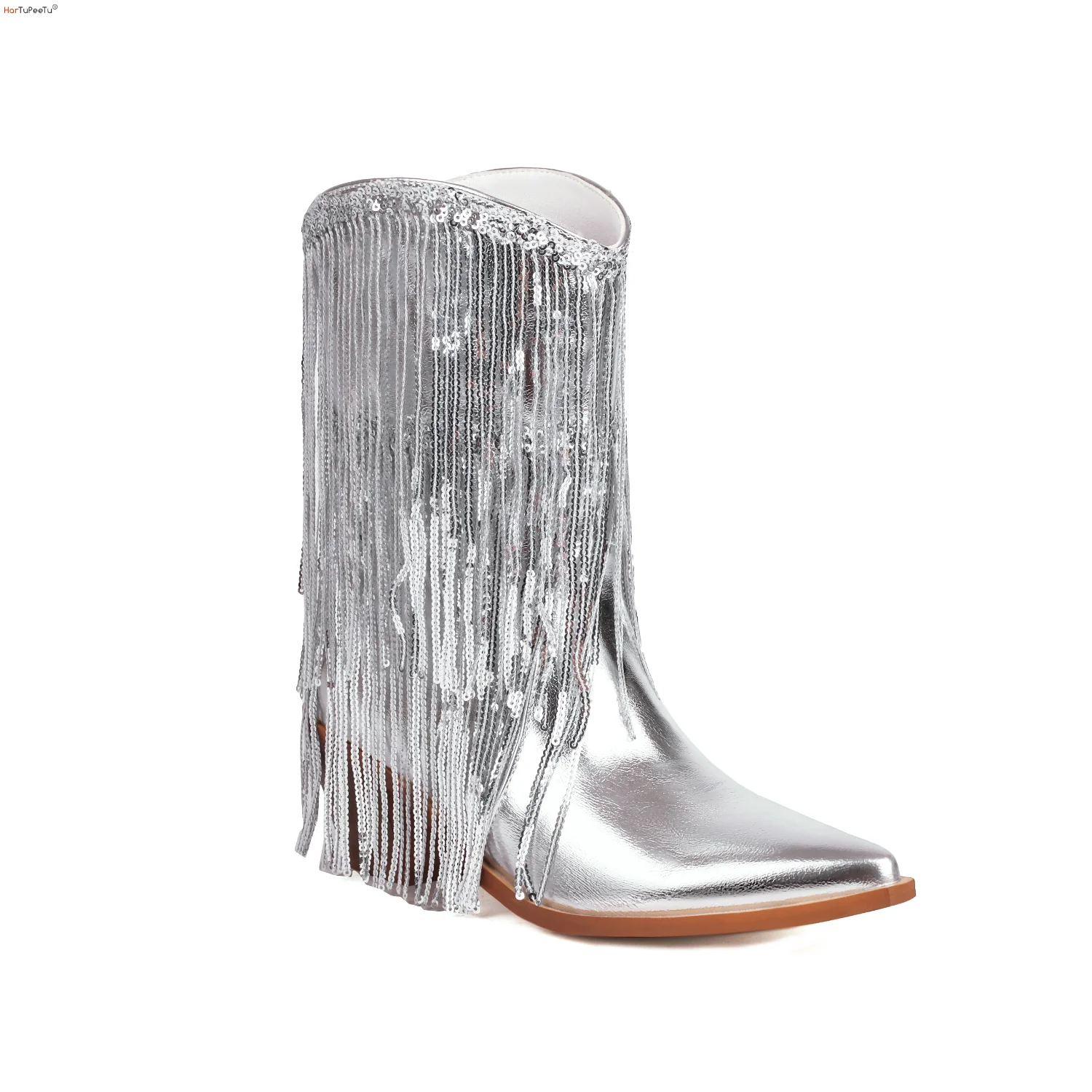 Cowgirls Metallic Boots Women Fringe Heeled Ankle Boots Gold Silver Wide Calf Bling Tassels Decor Shoes
Cowgirls Metallic Boots Women Fringe Heeled Ankle Boots Gold Silver Wide Calf Bling Tassels Decor Shoes