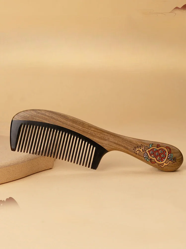 Natural Green Sandalwood Horn Comb Wide Tooth Long Handle Wooden Comb Long Hair Smooth Hair Solid Wood Anti-Static
Natural Green Sandalwood Horn Comb Wide Tooth Long Handle Wooden Comb Long Hair Smooth Hair Solid Wood Anti-Static