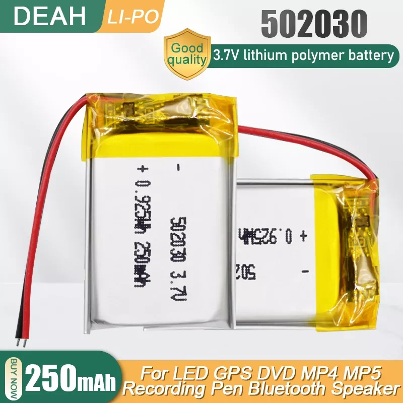 502030 052030 3.7V 200mAh Lithium Polymer Rechargeable Battery For MP3 MP4 LED Light Bluetooth Headset Speaker Li-Po Li ion Cell
502030 052030 3.7V 200mAh Lithium Polymer Rechargeable Battery For MP3 MP4 LED Light Bluetooth Headset Speaker Li-Po Li ion Cell